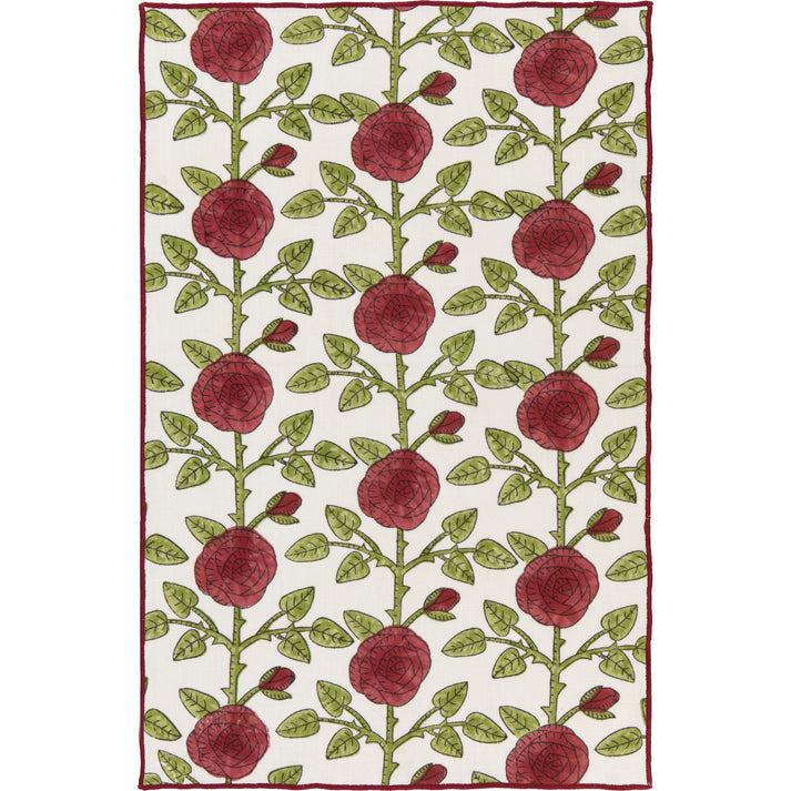 Rose Briar Block Print Tea Towel