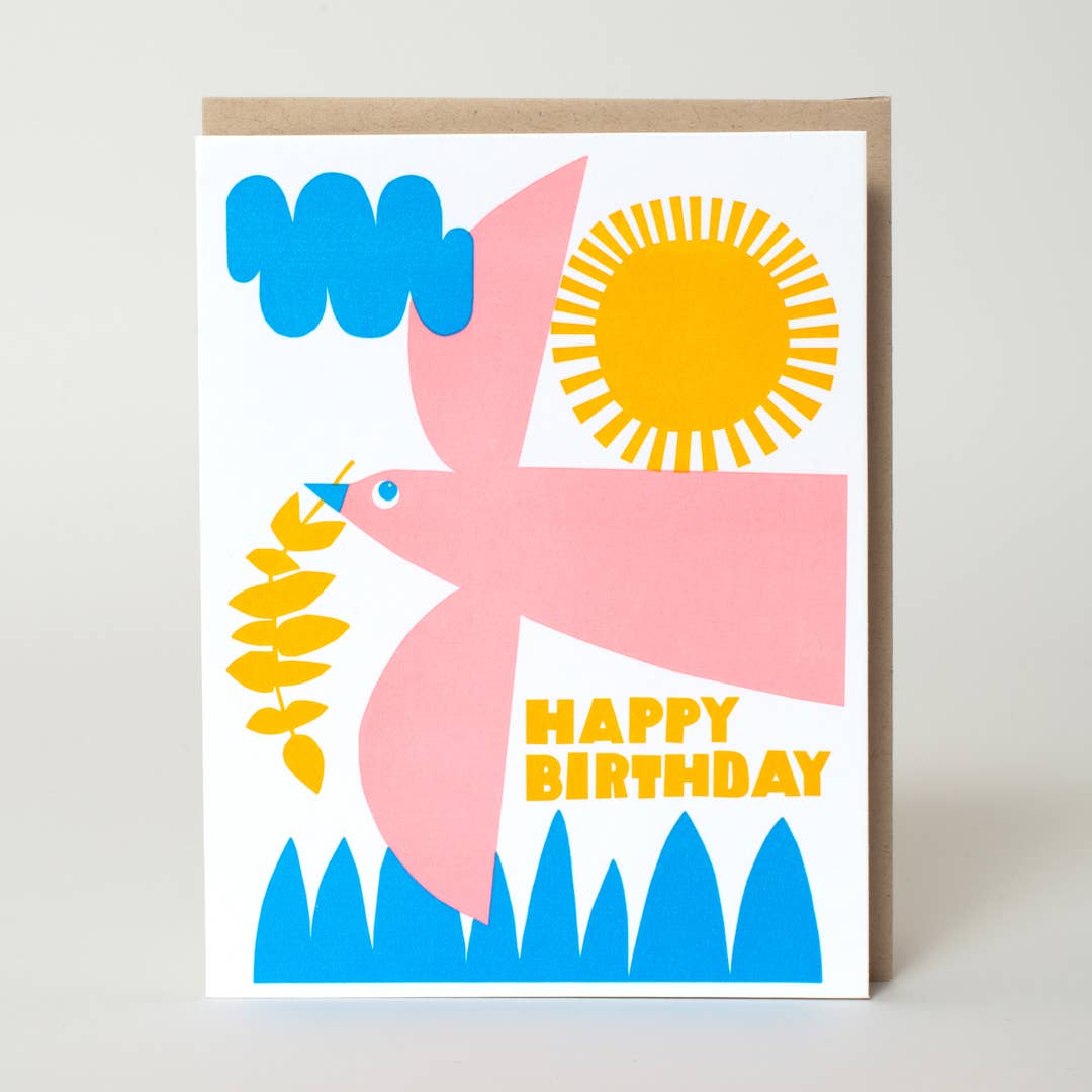Pink Bird Birthday Card