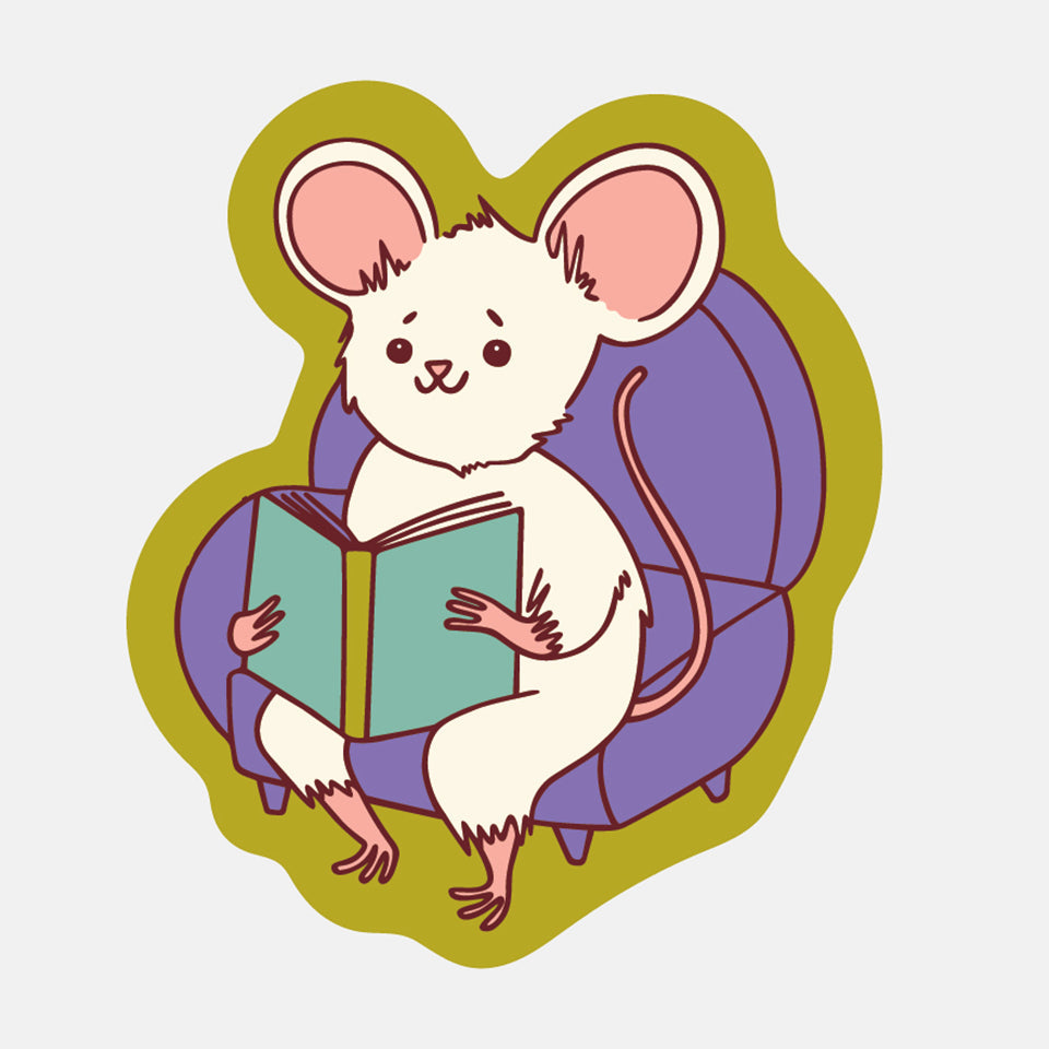 Reading Mouse Sticker