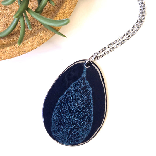Midnight Pear Leaf Necklace