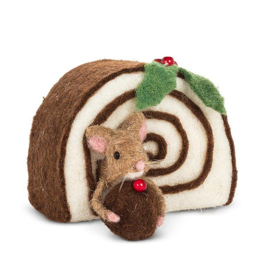 Mouse with Swiss Roll Cake Felt Decoration