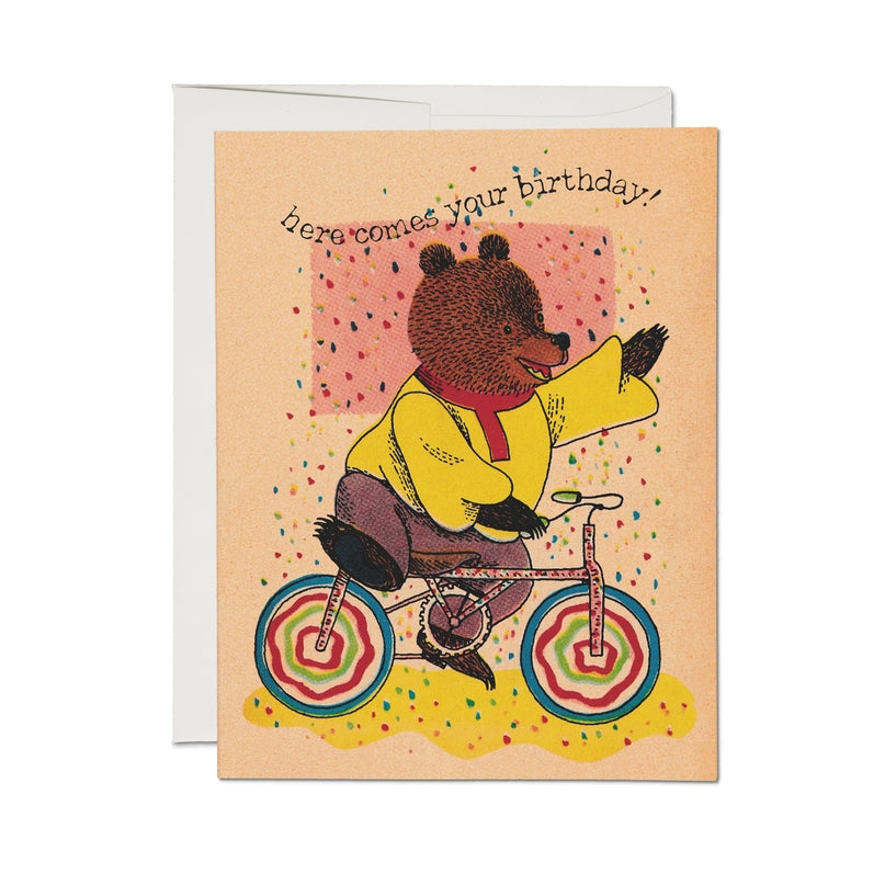Richard Scarry Cycling Bear Birthday Card