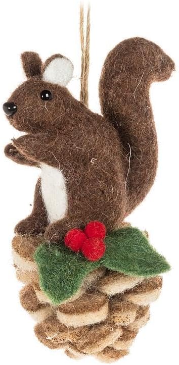 Squirrel on Pinecone Felt Ornament