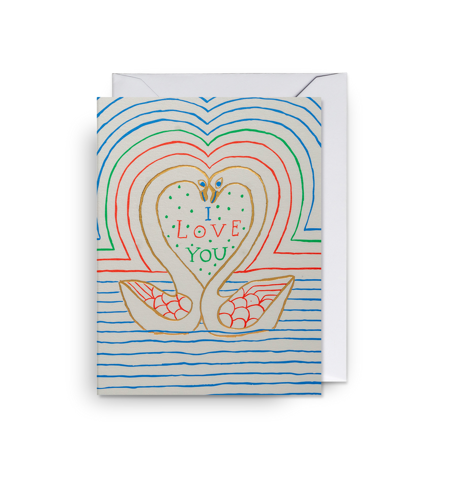 I Love You Swans Mini Card