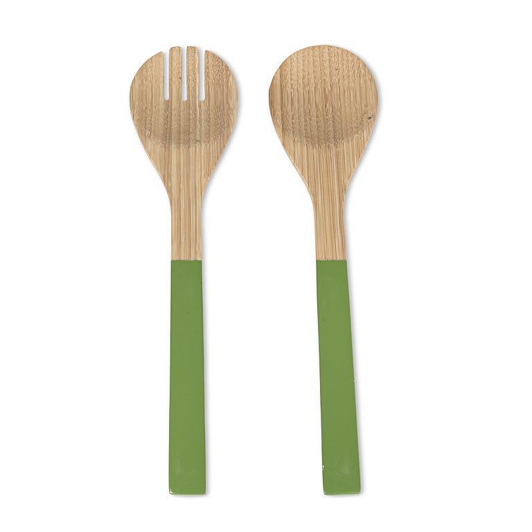 Green Bamboo Salad Servers