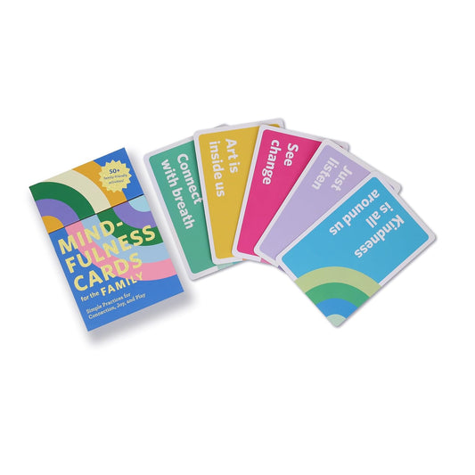 Set of mindfulness cards for the family on a white background