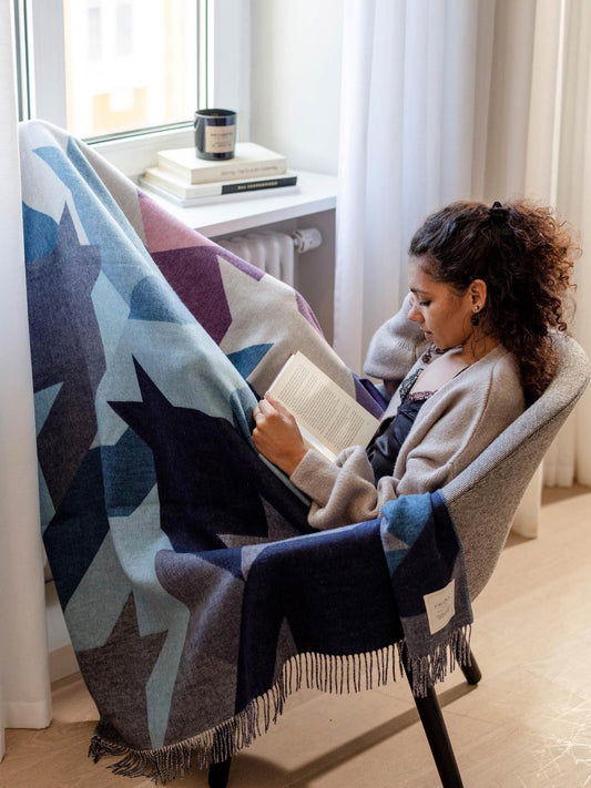 Houndstooth Blanket - Blue