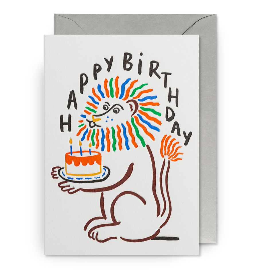 Retro Lion Birthday Card