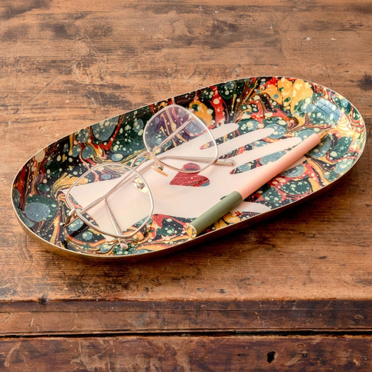 Heart in Hand Enamel Tray
