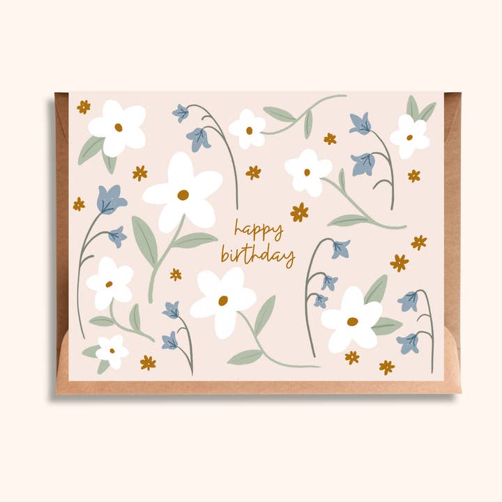 Happy Birthday Floral Pattern Card