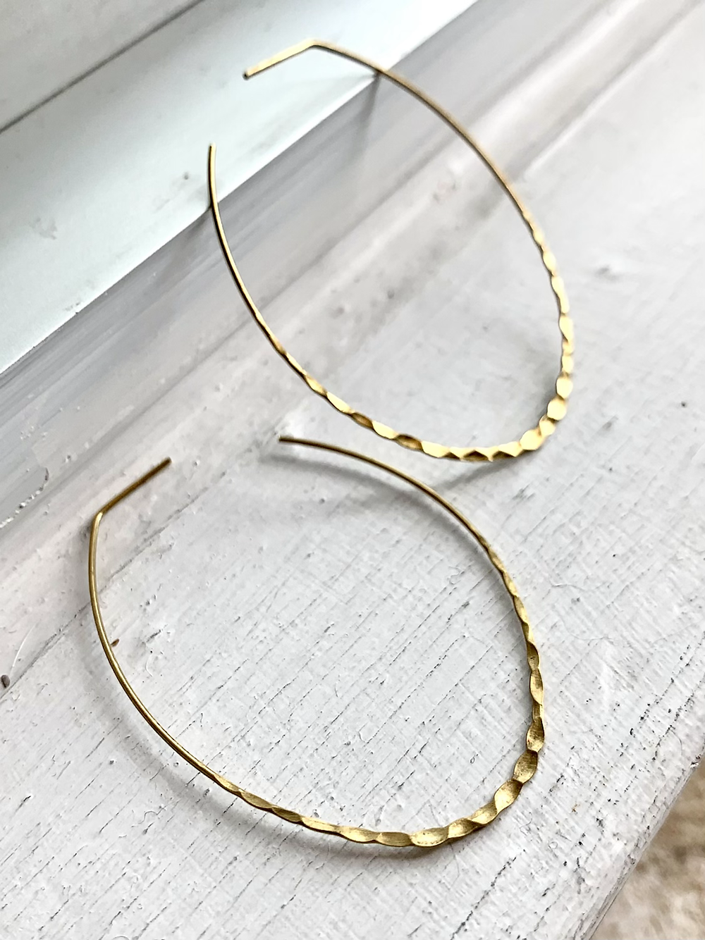 Hammered Oval Hoop Earrings