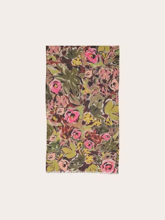Lightweight Viscose Scarf with Roses Design