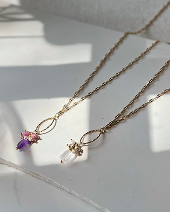 Gemstone Cluster Pendant Necklace