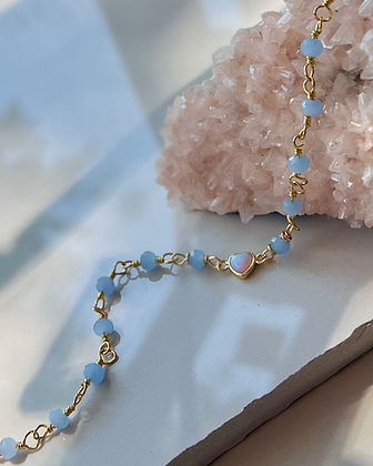 Opal Heart + Glass Beads Bracelet