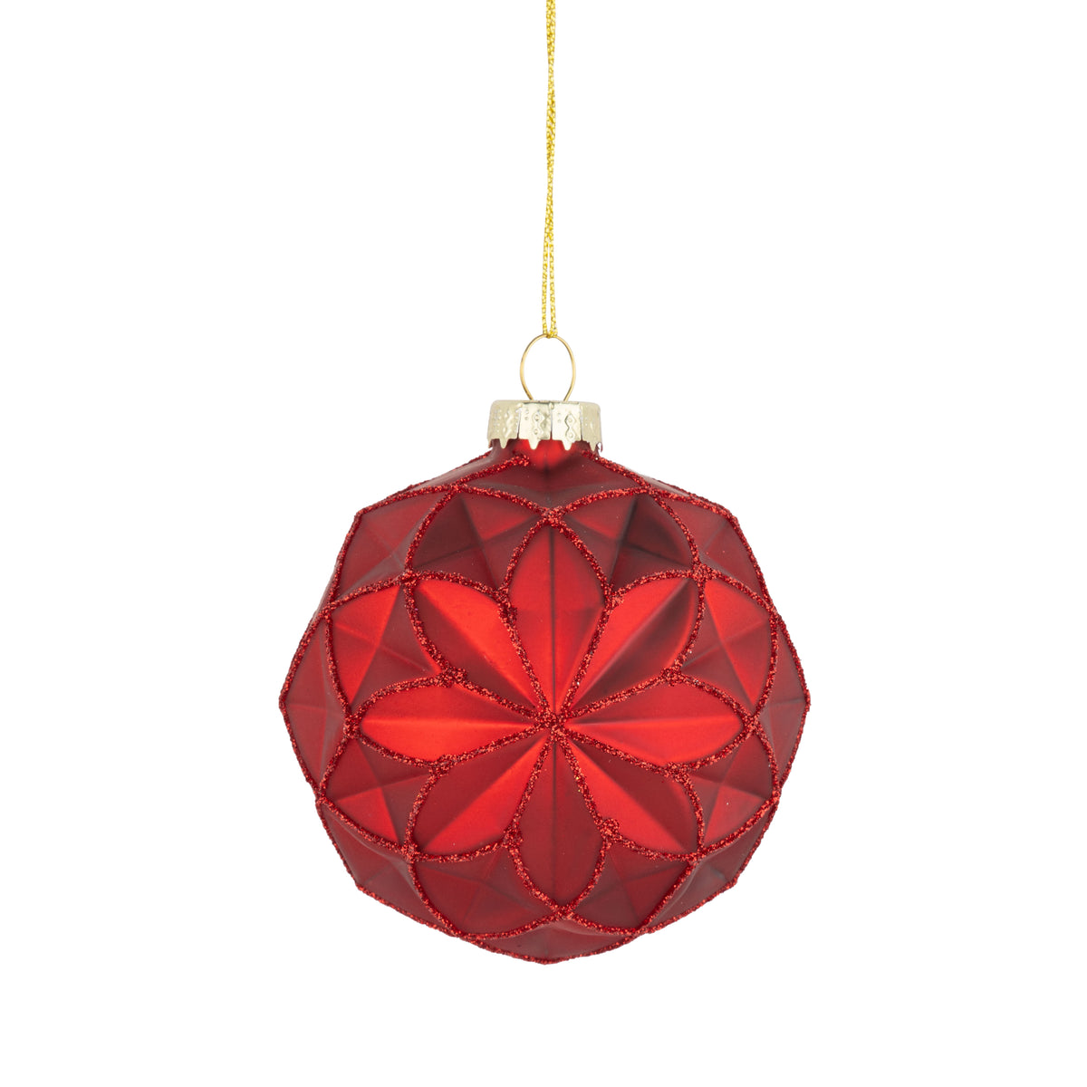 Glass Ball Ornament Molded Red