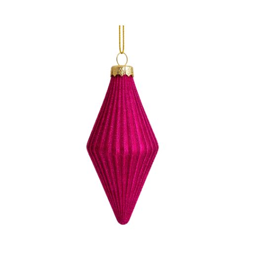 Faceted Fuchsia Diamond-shaped Glass Ornament