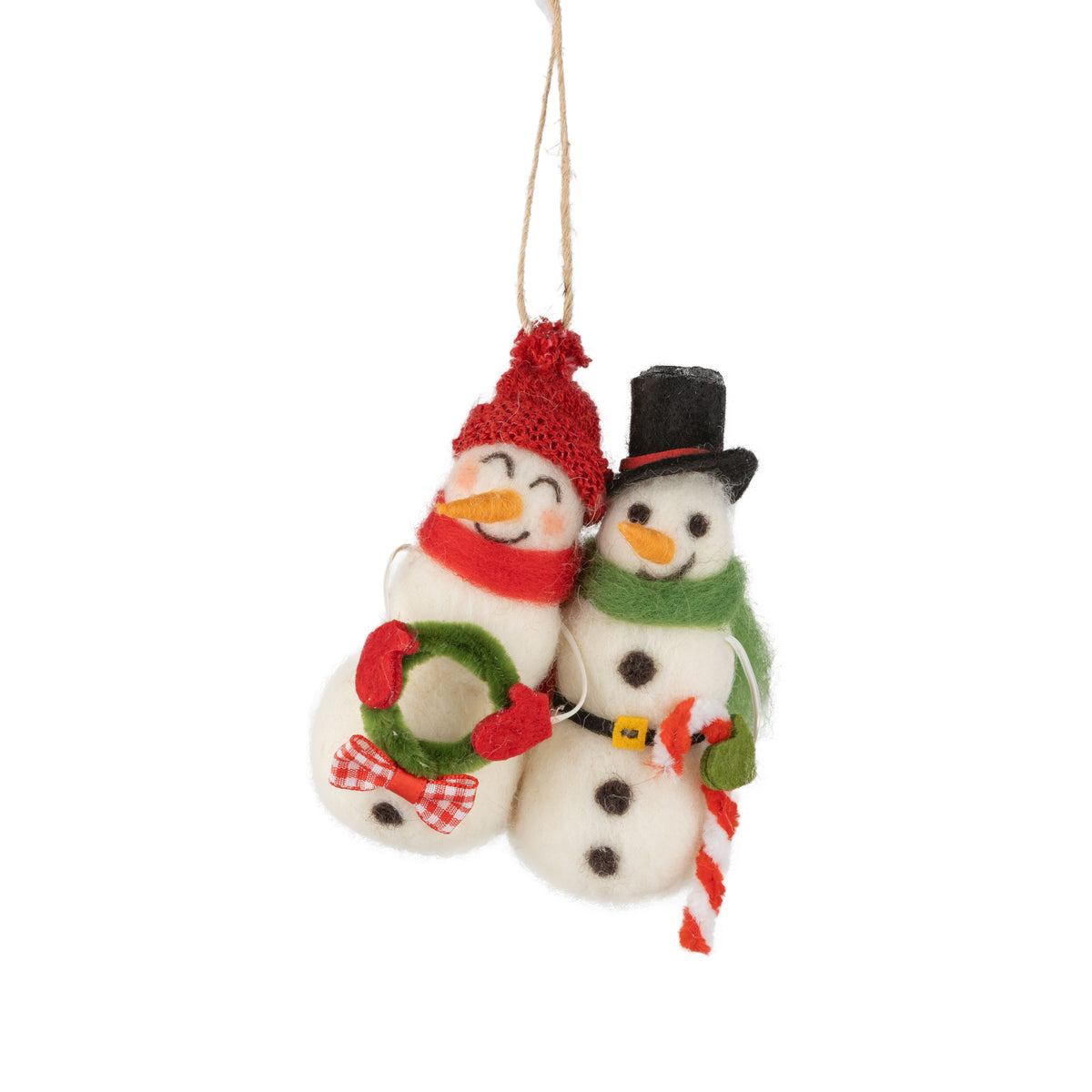 Felt Snowmen Couple Ornament