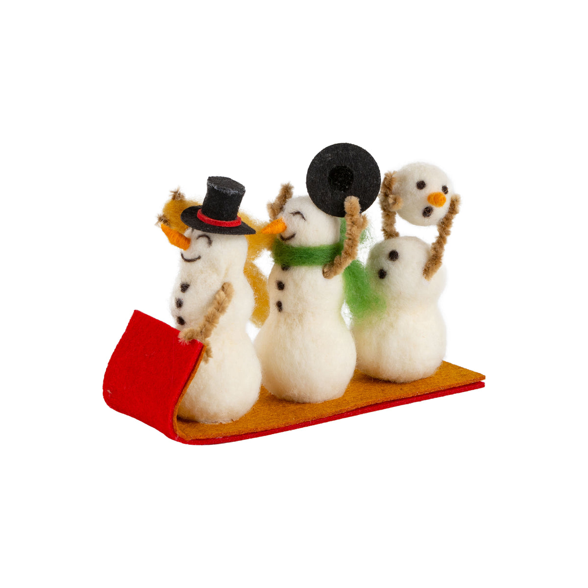 Felt Snowmen on Toboggan Ornament