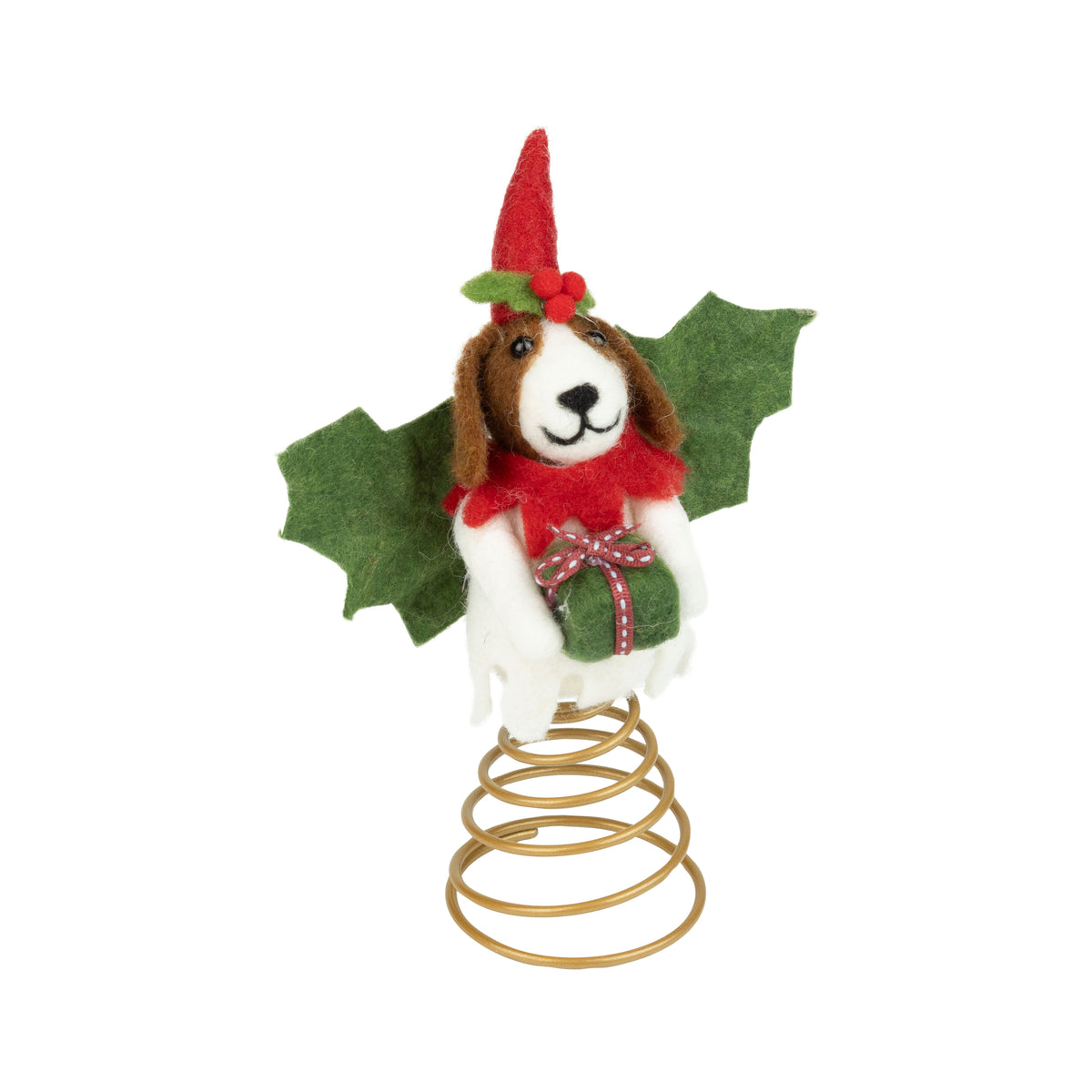 Felt Dog in Santa Hat Tree Topper