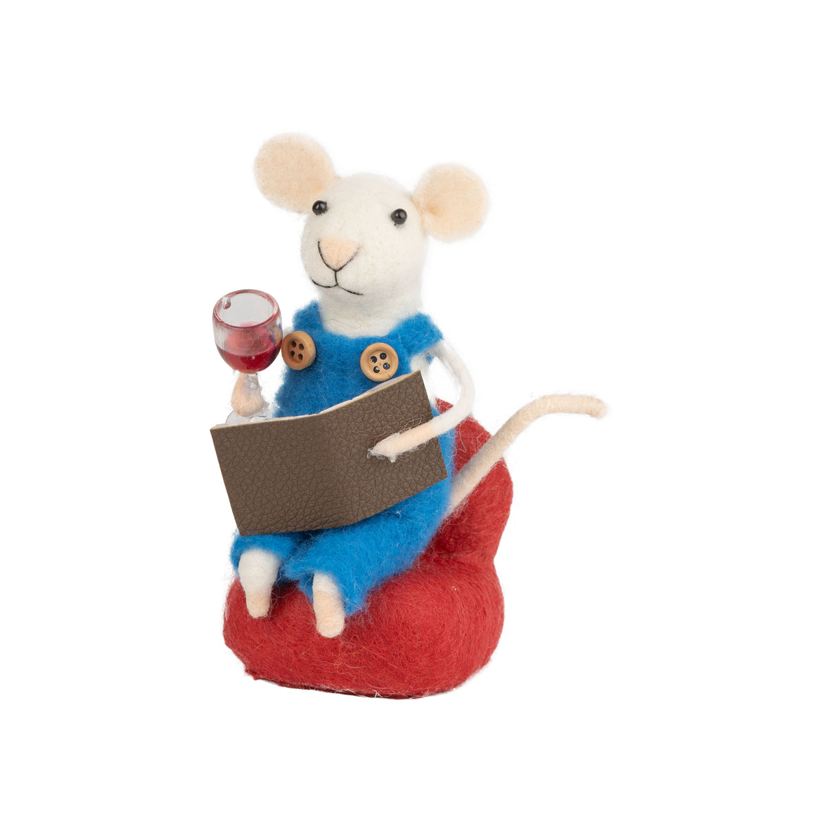 Felt Mouse in Red Chair Ornament