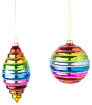 Rainbow Swirled Glass Ornament