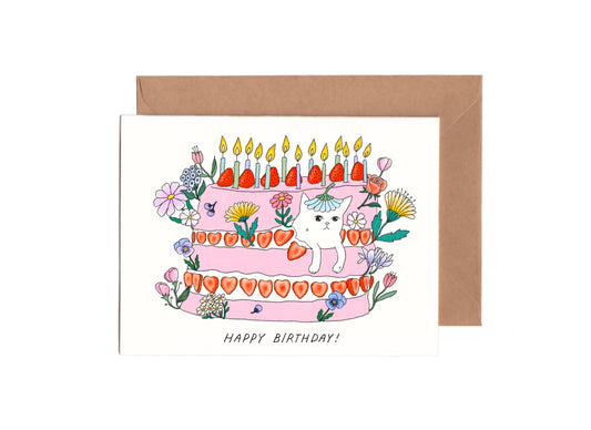 Cat and Cake Birthday Card