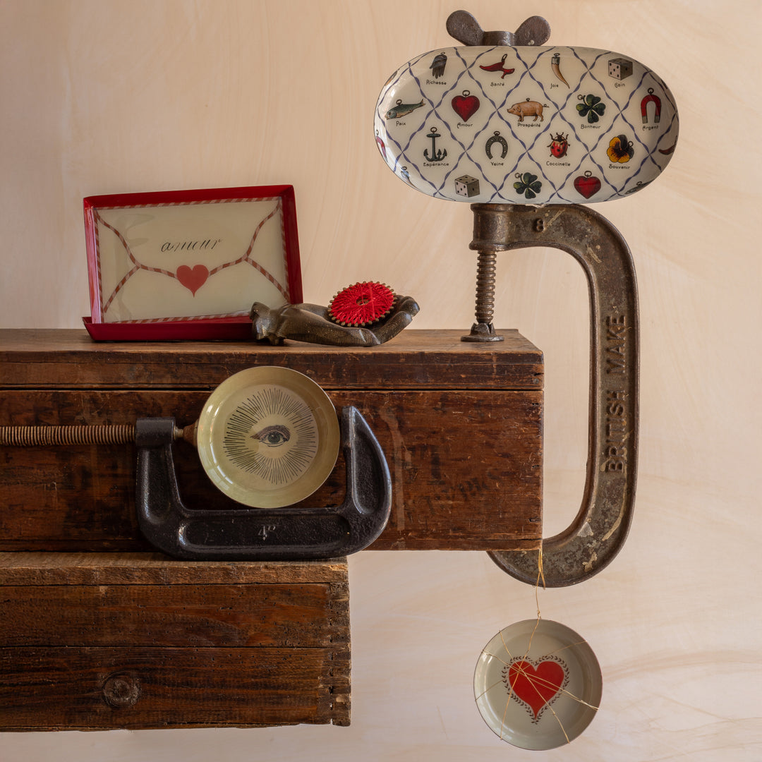 Heart Round Enamel Tray