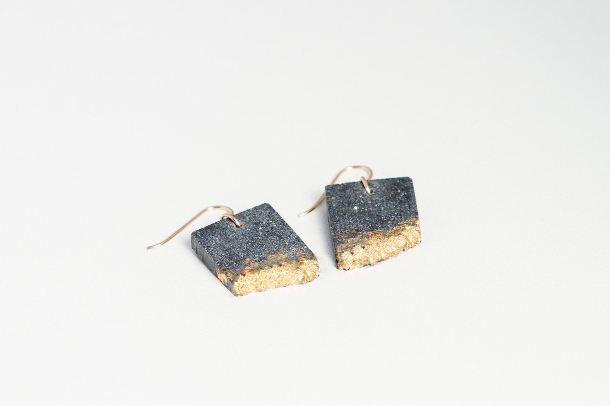 Concrete Rectangle Fractured Earrings