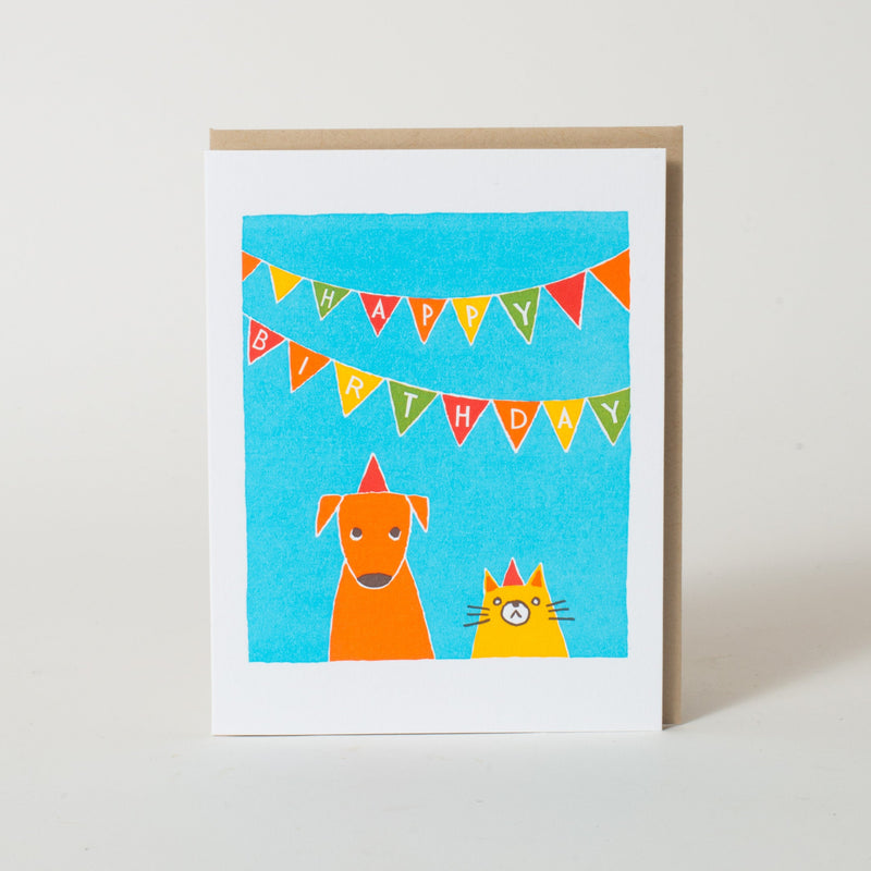 Birthday Cat and Dog Card