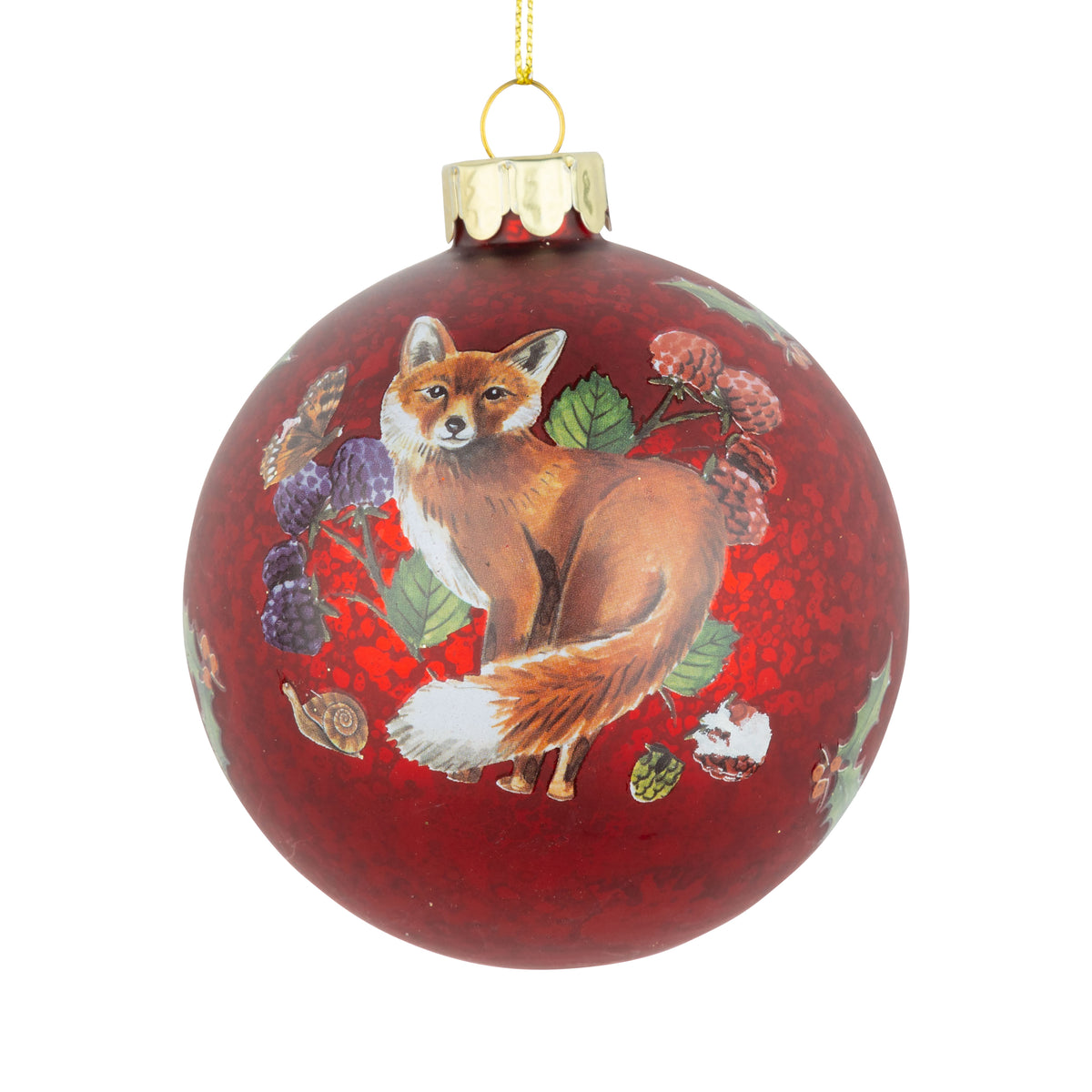 Red Fox Glass Ball Ornament