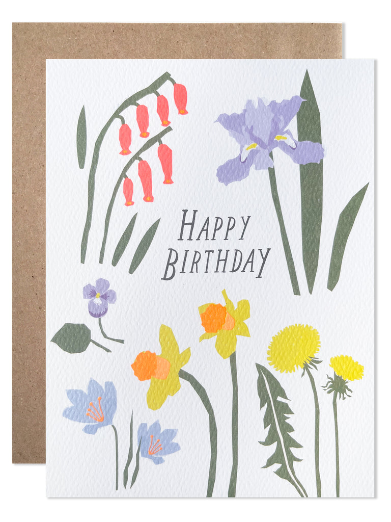 Spring Flowers Happy Birthday Card