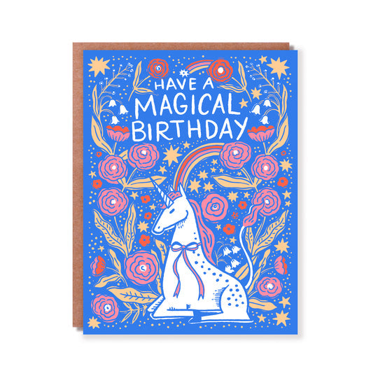 Folk Unicorn Birthday Card
