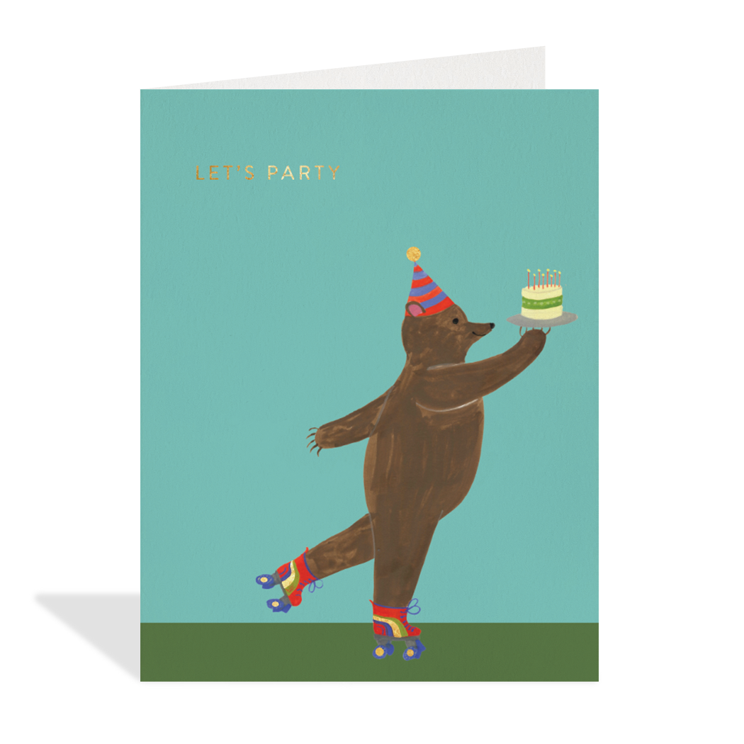 Roller Skating Bear Birthday Card