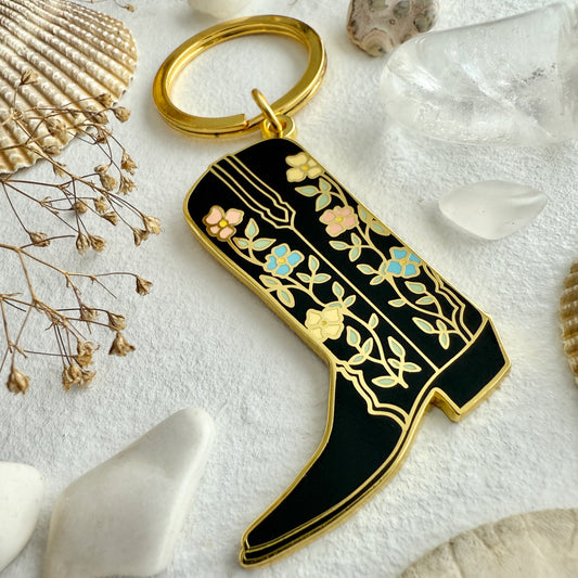 Dolly Cowboy Boot Enamel Keychain