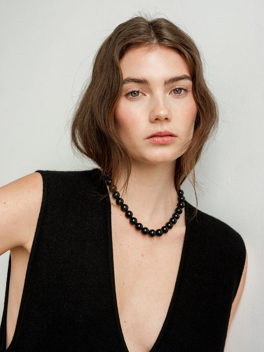 Grande Boule Black Tourmaline Necklace