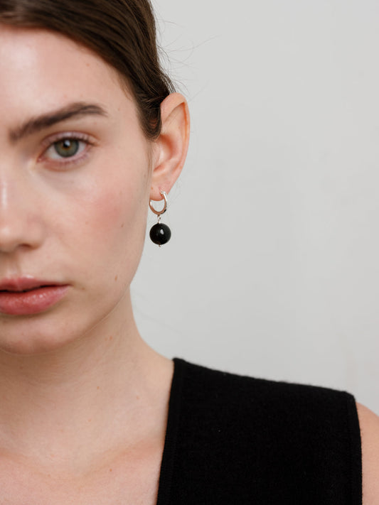 Boule Hoops Black Tourmaline