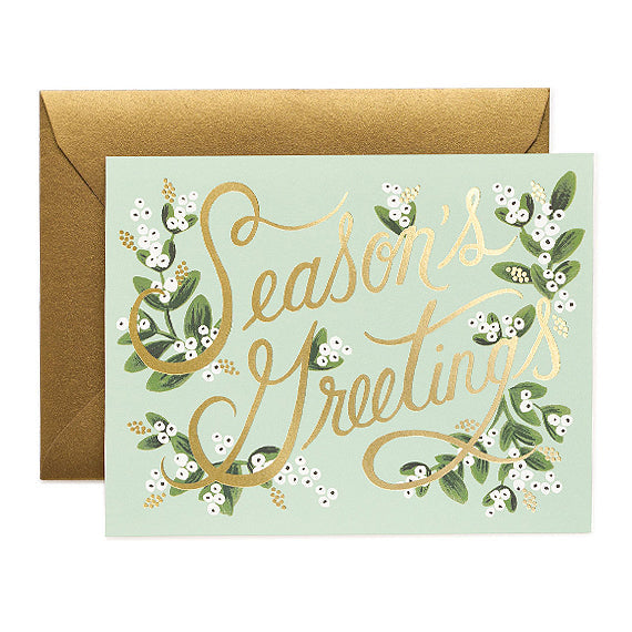 Mistletoe Season's Greetings Holiday Card