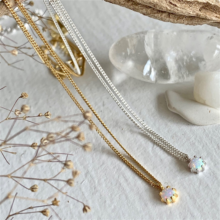 Tiny Dancer Fire Opal Charm Necklace