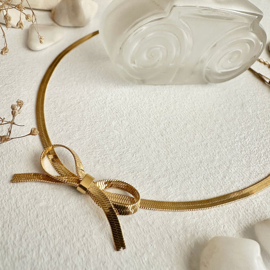 Florian Snake Chain Choker Necklace With Bow
