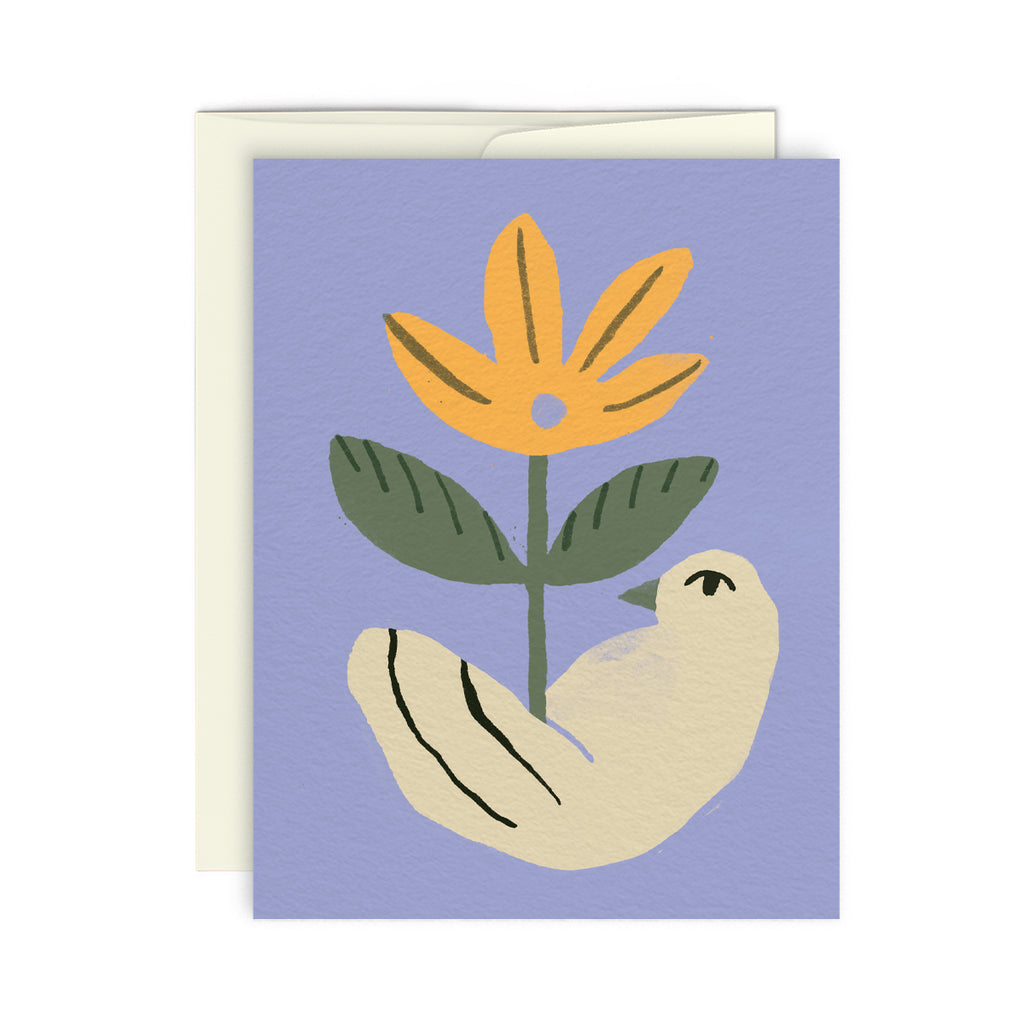Bird With Flower Card