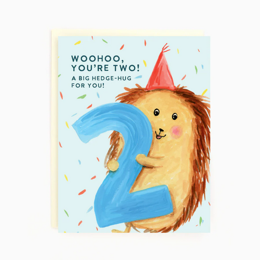 Hedgehog 2nd Birthday Card