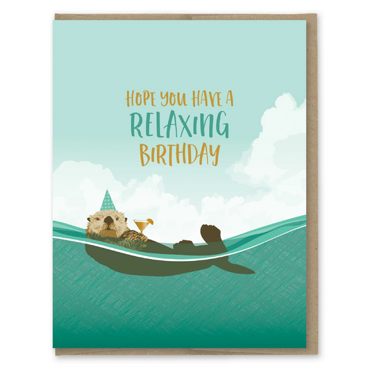 Relaxing Otter Birthday Card