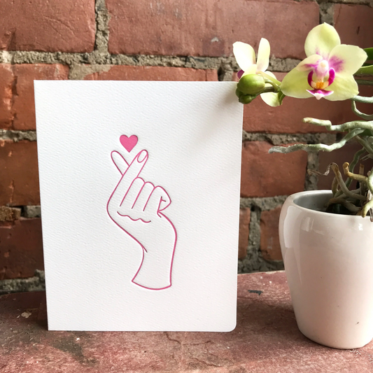 Finger Heart Letterpressed Card