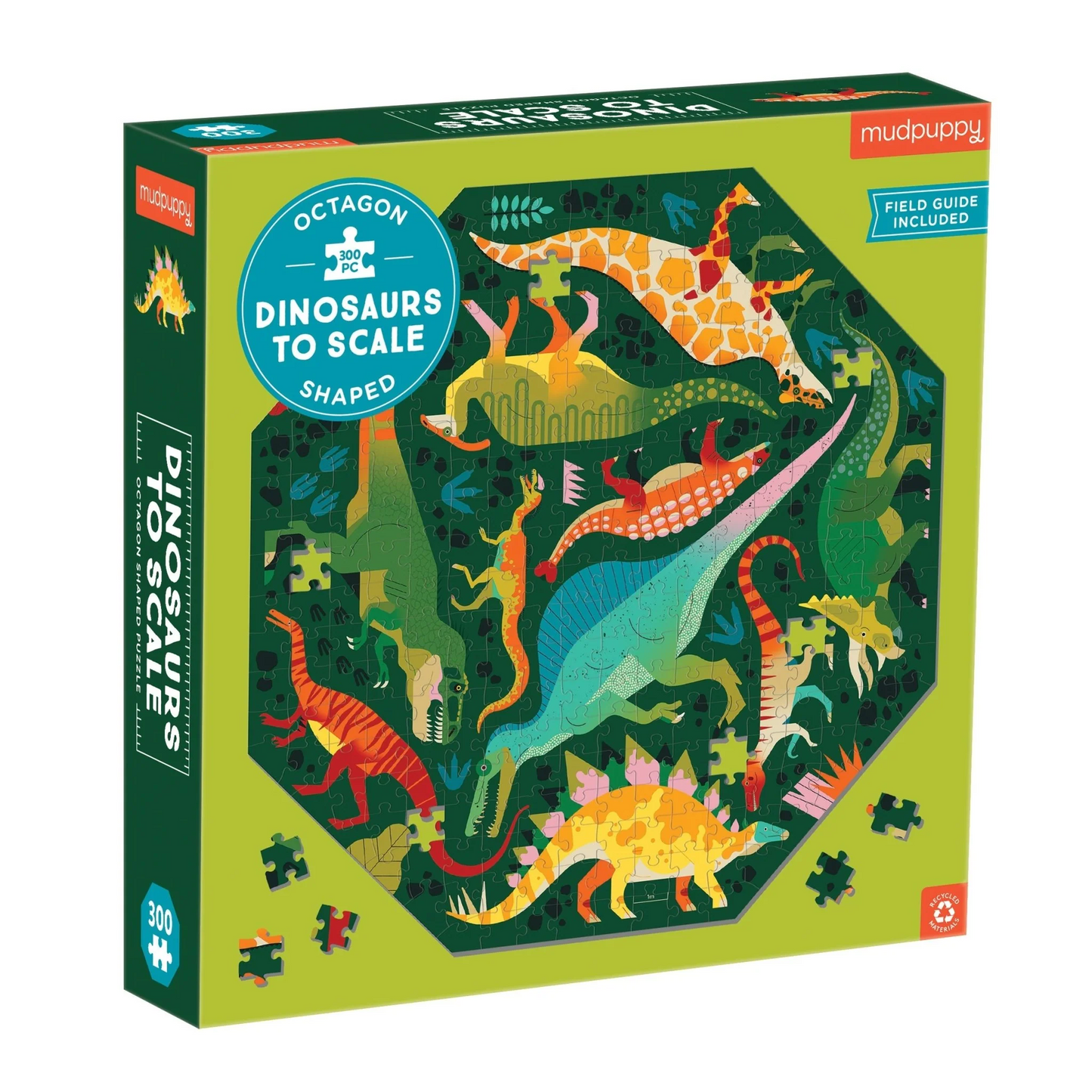 Dinosaurs To Scale 300 Piece Octagon Shaped Puzzle