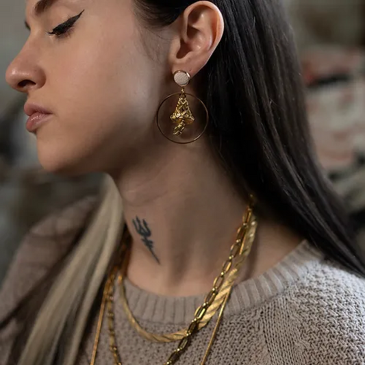 Textured Mushroom Pendant Earrings