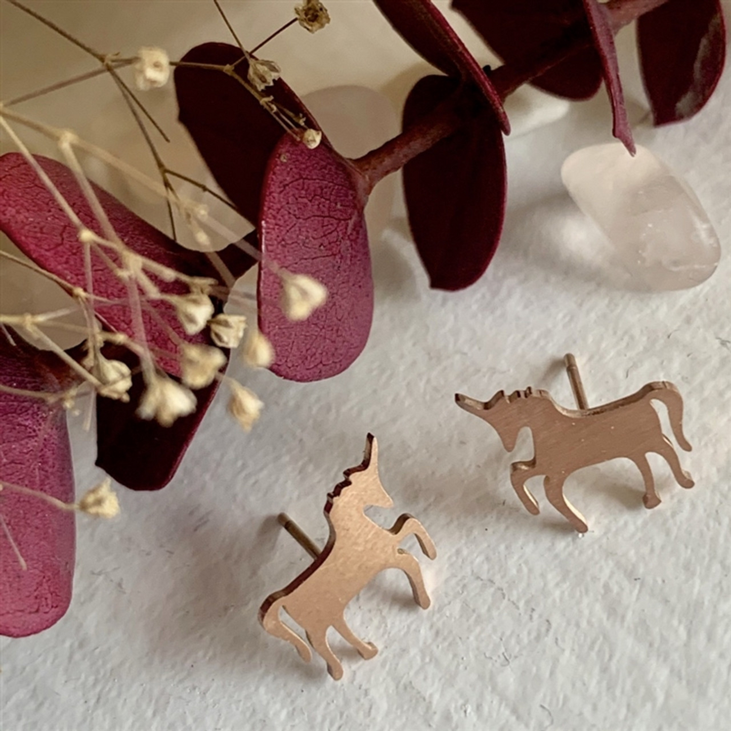 Tesias Unicorn Silhouette Stud Earrings