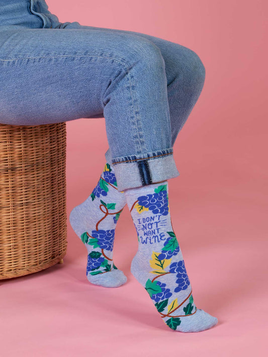 I Don't Not Want Wine W-Crew Socks