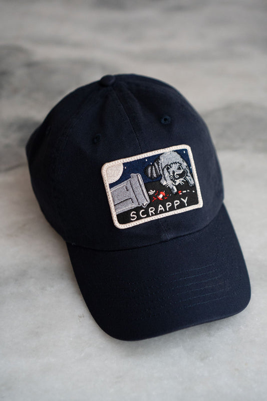 Scrappy Raccoon Patched Dad Hat