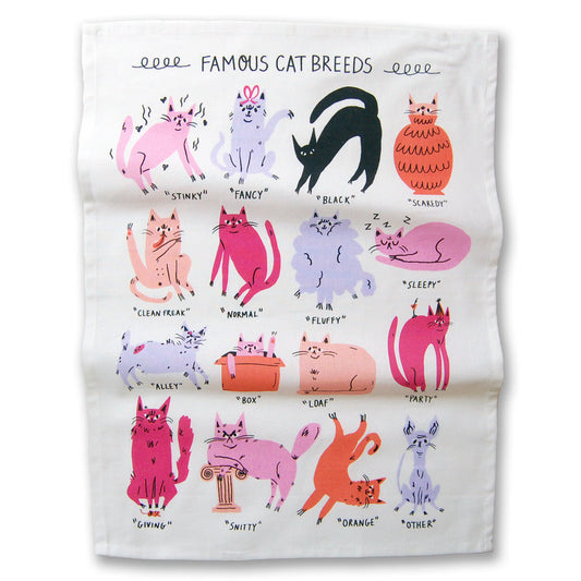 Famous Cat Breeds Tea Towel