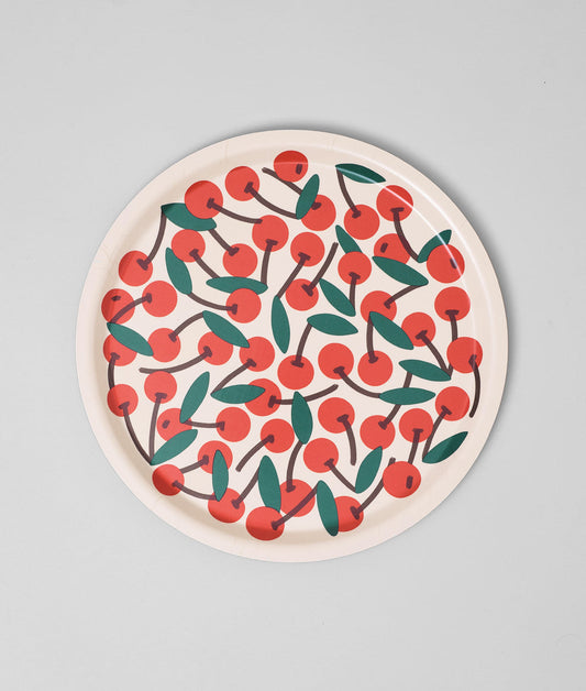 Cherries Mini Round Birch Serving Tray